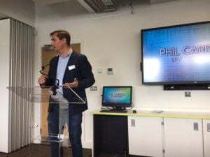 Phil Carroll LPW CEO presenting additive manufacturing metal powders